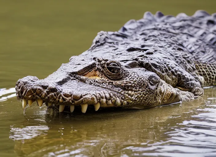 Prompt: photo of a hybrid between a crocodile and a cat