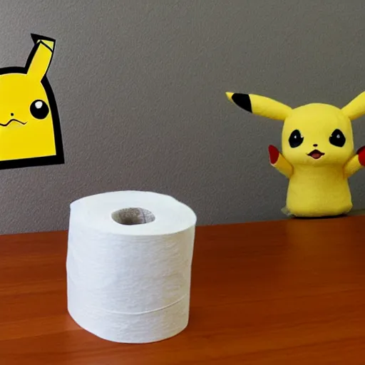 Image similar to Pikachu made out of toilet paper