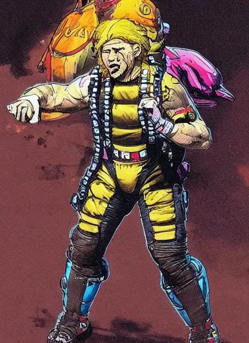 Prompt: apex legends pro wrestler. concept art by james gurney and mœbius.