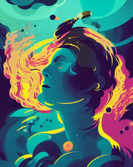 Prompt: priestess in a chaotic storm of liquid smoke, portrait, by petros afshar, ross tran, tom whalen, peter mohrbacher, shattered glass, bubbly underwater scenery, radiant light