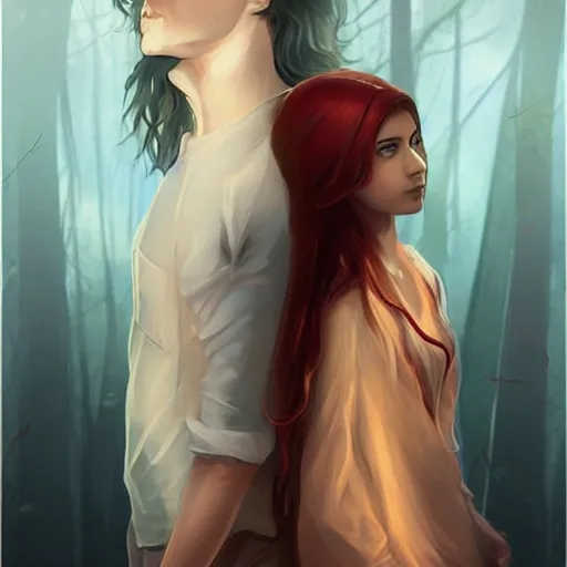 Image similar to both the guy jintu and the girl munmi dies and goes to hell where the god of death grants them a second chance to live on earth for seven days. at the end of one week, they must decide who gets to live ; art by charlie bowater and artgerm