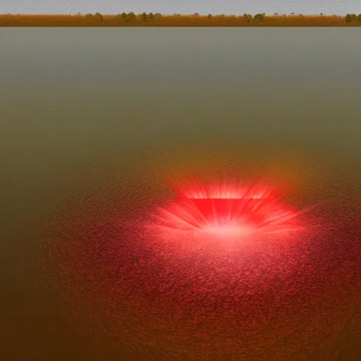 Prompt: A shiny red prism floating over a lake by Jeff Easley, rendered in octane.