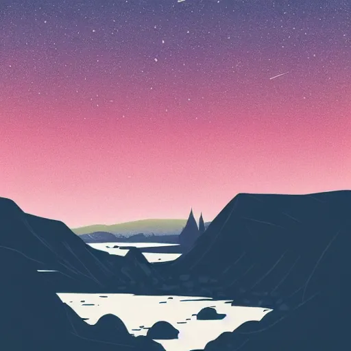 Prompt: colorful ilya kuvshinov, mcbess, rutkowski, illustration of an amazing meteor shower