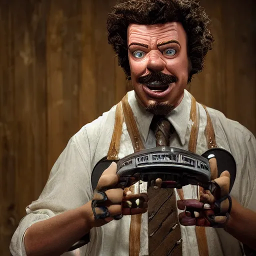 Image similar to animatronic Danny McBride, exposed mechanics, photo, Stan Winston studios, detailed, 4k