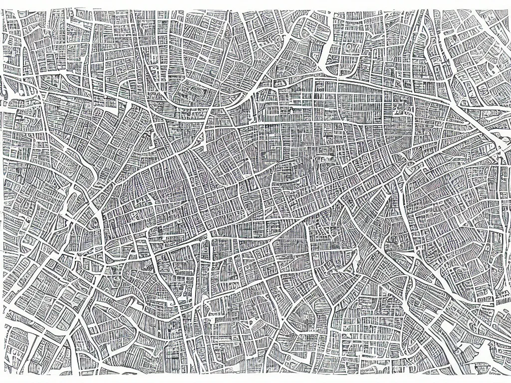 Prompt: A map of Sant Petersburg , Ink drawing by Deven Rue, fine point pen