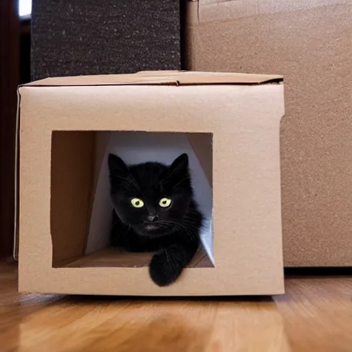 Image similar to kitty hiding under a box