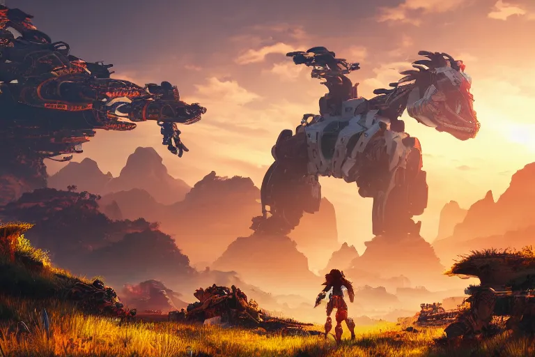 Image similar to scorcher machine mecanical creature robot of horizon forbidden west horizon zero dawn radiating a glowing aura global illumination ray tracing hdr fanart arstation by ian pesty and alena aenami artworks in 4 k