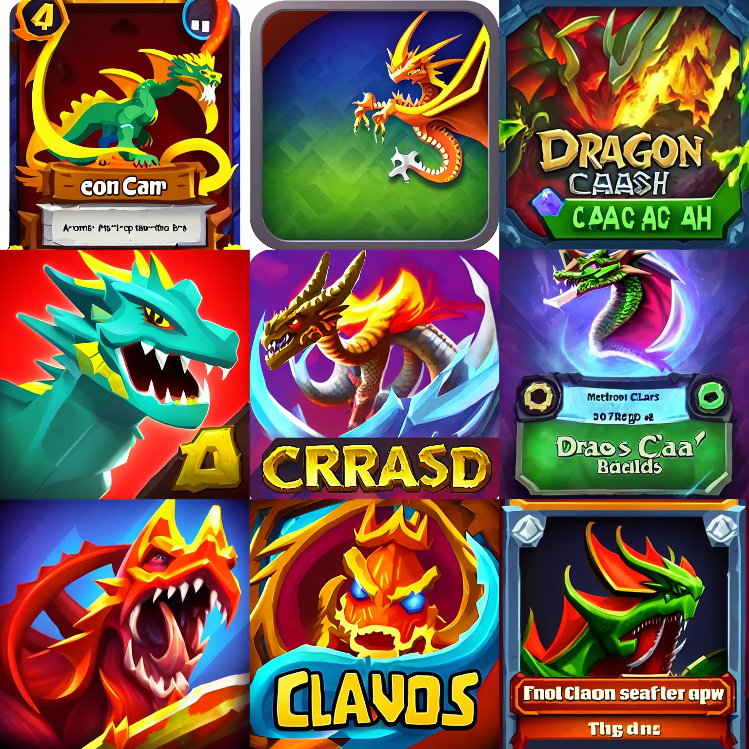 Prompt: Dragon, clash royal card