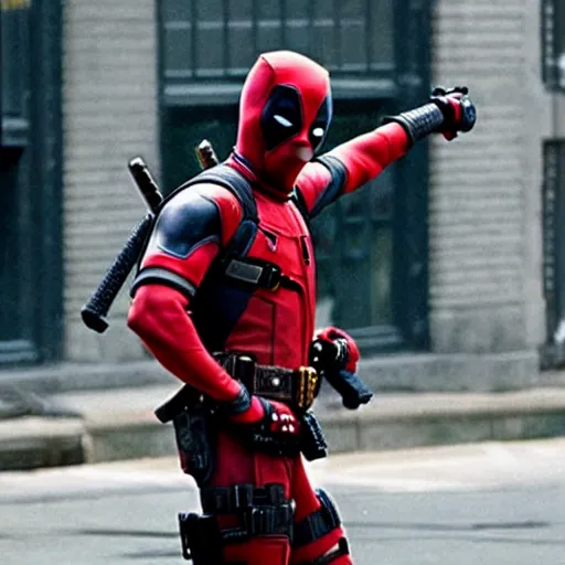 Image similar to deadpool as a ghostbuster in the movie ghostbusters