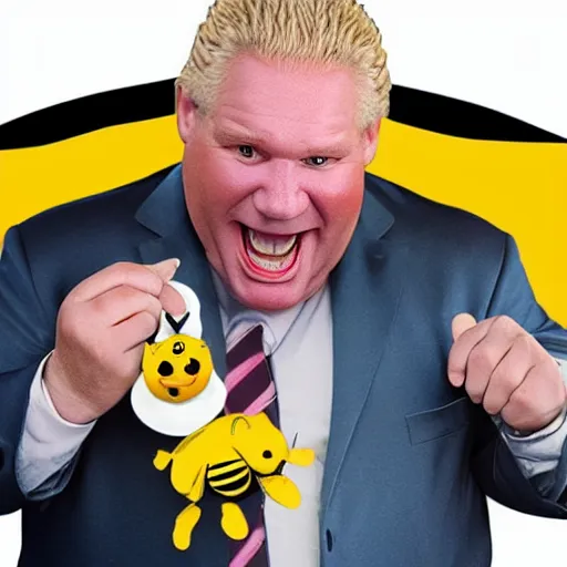 Image similar to 3 d render of doug ford eating a bee