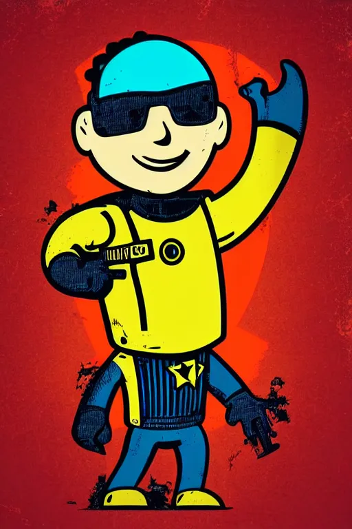 Image similar to fallout 7 6 retro futurist illustration art by butcher billy, sticker, colorful, illustration, highly detailed, simple, smooth and clean vector curves, no jagged lines, vector art, smooth andy warhol style