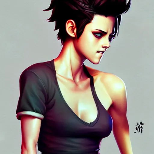 Image similar to buff kristen stewart, portrait shinkai makoto studio ghibli studio key hideaki anno sakimichan stanley artgerm lau rossdraws james jean marc simonetti elegant highly detailed digital painting artstation pixiv