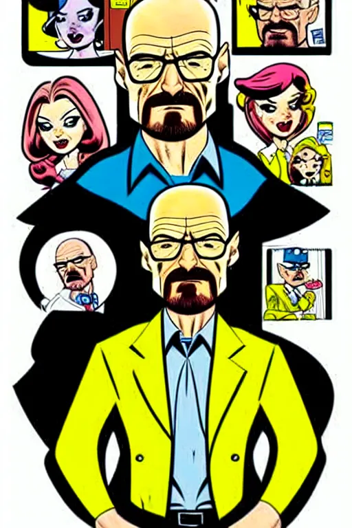 Image similar to walter white, in the style of dan decarlo, as drawn by dan decarlo for archie comics,