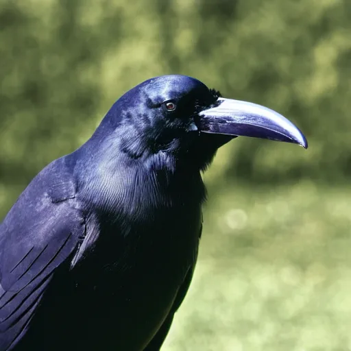 Image similar to close up of a obese crow with a round body short legs and large black beak, high resolution film still, film by Jon Favreau