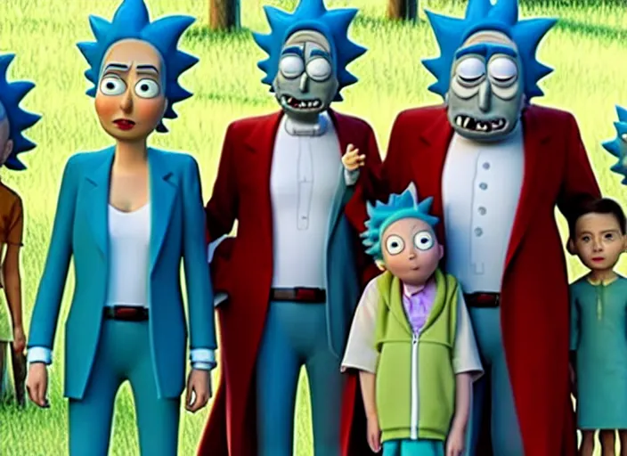 Image similar to film still of rick sanchez family portrait in the new scifi movie 4 k,,,,,,,,,,,,,,,,,,,,,,,,,,,,,,,,,,,,,,,,,,,,,,,, rick and morty