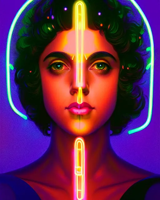 Image similar to symmetry portrait of poly styrene, neon plastic, glowing lights intricate, elegant, highly detailed, digital painting, artstation, concept art, smooth, sharp focus, illustration, art by artgerm and greg rutkowski and fra angelico and alphonse mucha