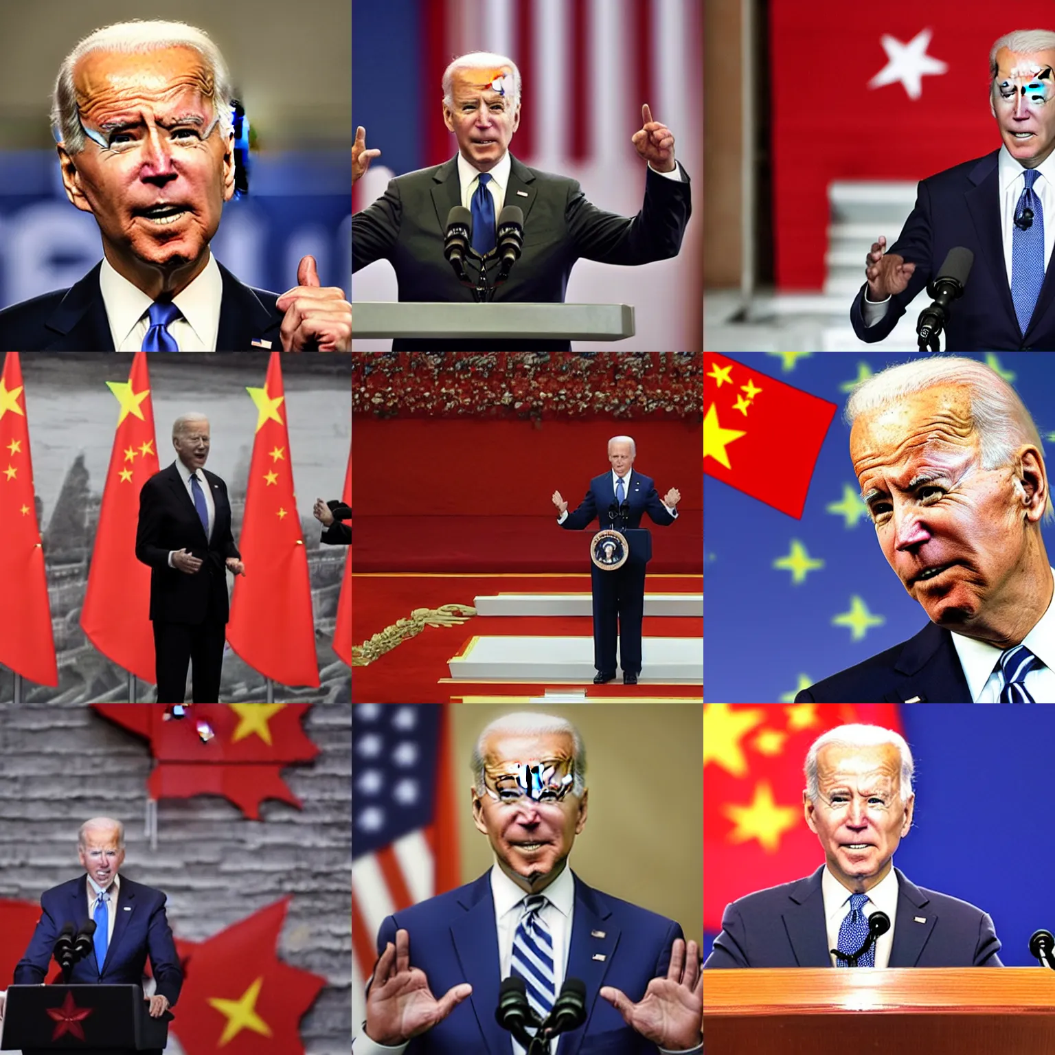 Prompt: Joe Biden as a leader of chinese communist party, giving speech