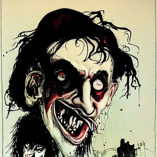 Image similar to portrait of dracula by ralph steadman