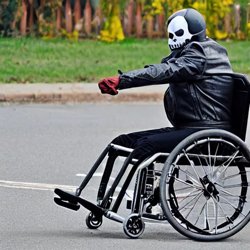 Image similar to ghostrider on the wheelchair,