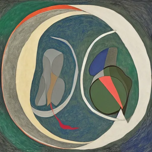 Image similar to two cods talking to eachother in deep sea, art by hilma af klint