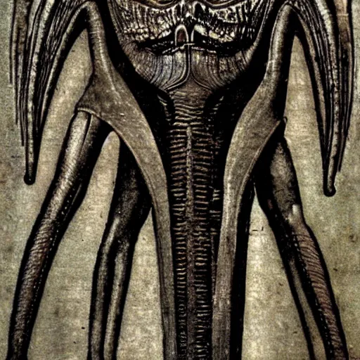 Image similar to ancient egyptian art of xenomorph giger alien from movie alien