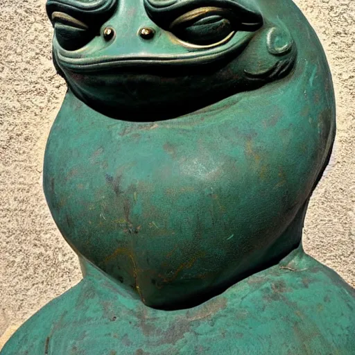 Image similar to greek statue of pepe the frog