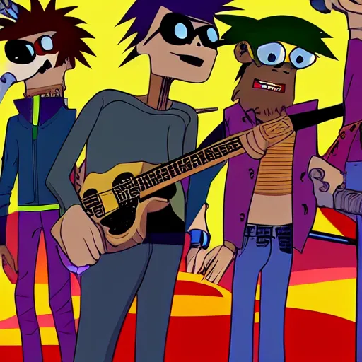 Image similar to Gorillaz cartoon, Gorillaz, 2006, Phase 2 Gorillaz, MTV cartoon, animated series screenshot