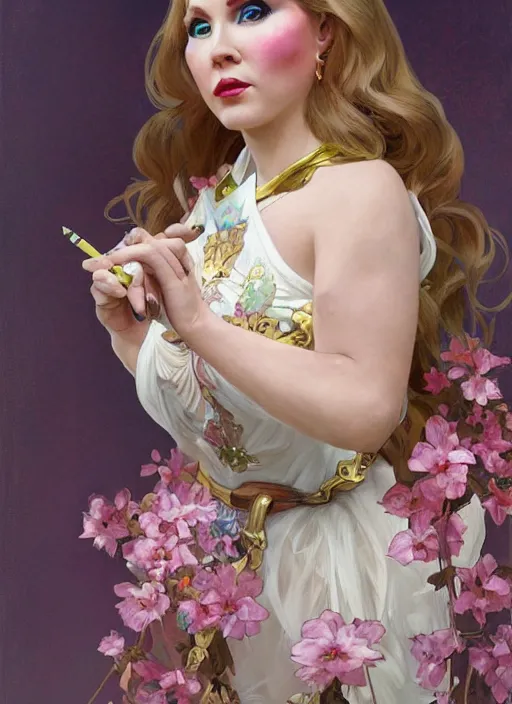 Image similar to trixie mattel in full makeup, painting by artgerm and greg rutkowski and alphonse mucha