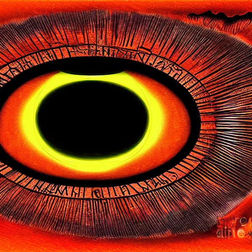 Image similar to a panopticon of the flaming eye of sauron, digital art, detailed