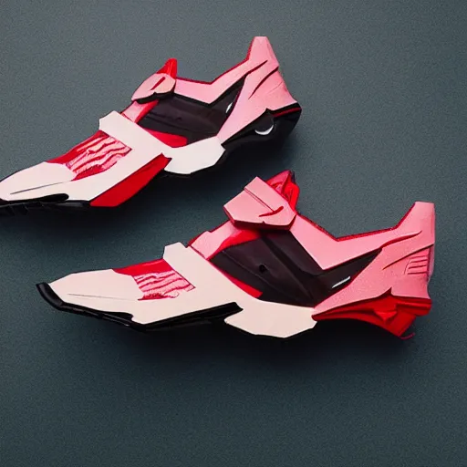 Image similar to running shoe inspired by Gundam, parametric architecture