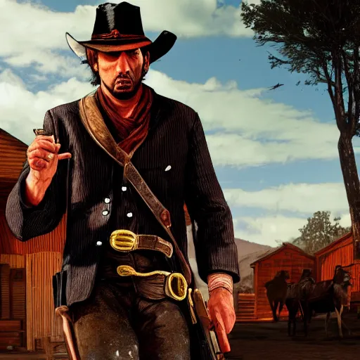 Prompt: Cover art of Red Dead Redemption 3, no text, John Turturro as the main character