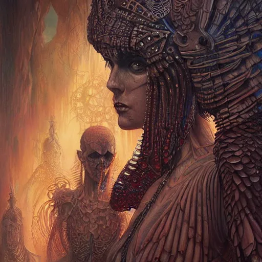 Image similar to hyper detailed masterpiece, underworld angel jean giraud digital art painting darkwave goth aesthetic, creepy, psychedelic, artgerm, donato giancola, tom bagshaw