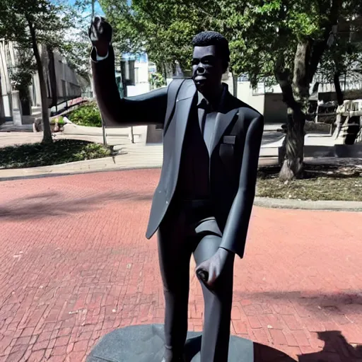 Image similar to stone statue of chris rock wearing a suit and tie