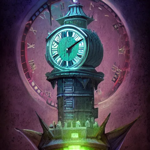 Image similar to dragon, artwork, ciberpunk, tower, clock, night, digital art, realistic, 8 k, hd, disney, ice cream, sad