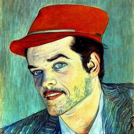 Image similar to young jack nicholson by toulouse - lautrec