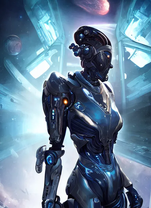 Image similar to photo of a cyborg girl on a space ship, warframe armor, beautiful face, scifi, nebula reflections, stars, professionally color graded, sharp focus, 8 k high definition, insanely detailed, intricate, innocent, art by stanley lau and artgerm