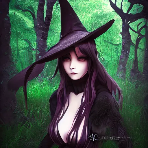 portrait of beautiful darkness witch 3D anime girl,, Stable Diffusion