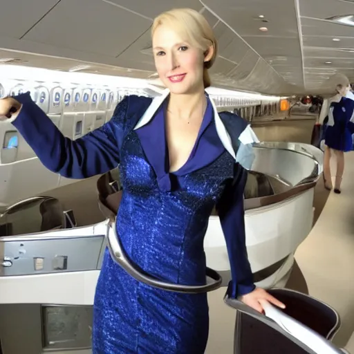 Image similar to arwen evenstar as an airline hostess