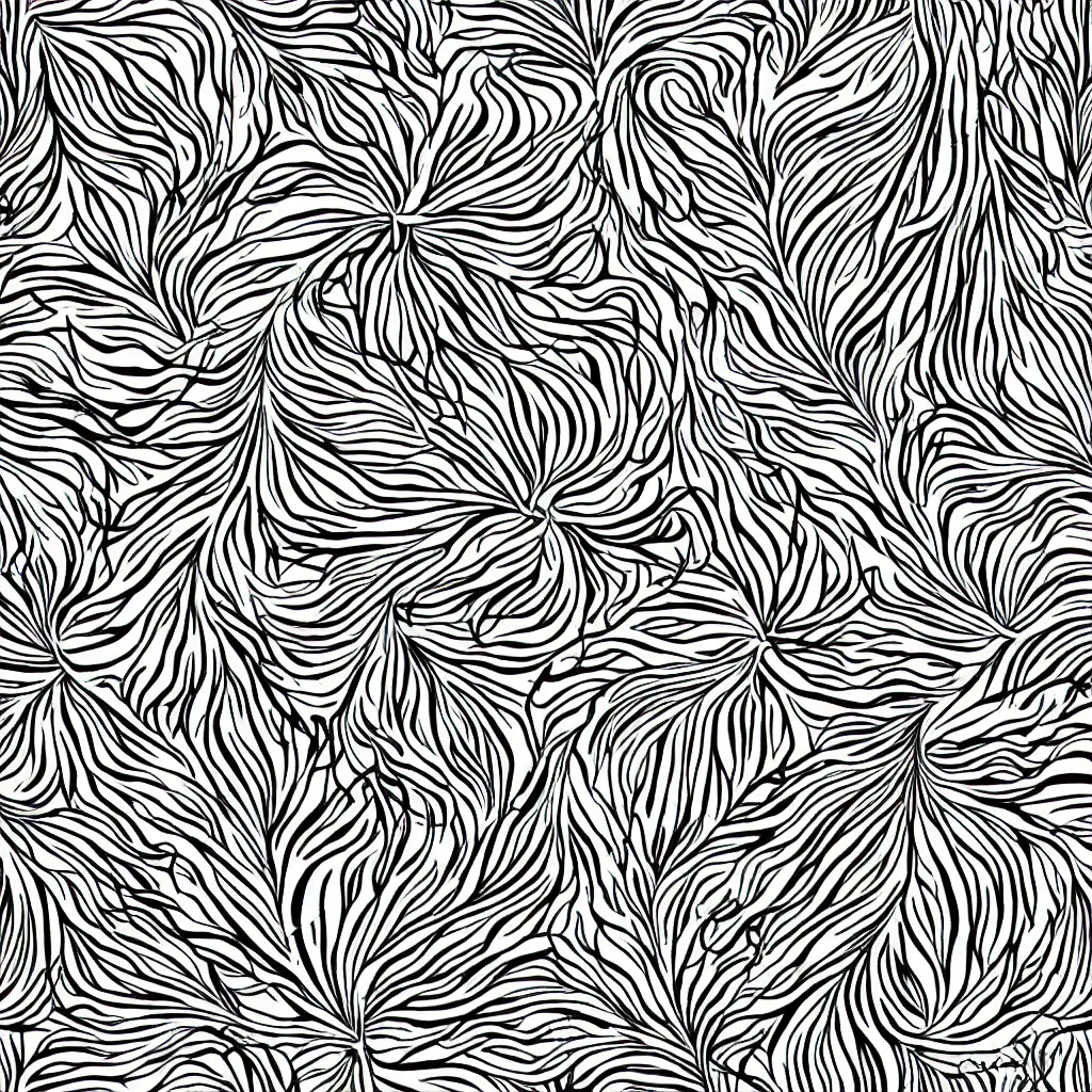 Image similar to seamless pattern of psychedelic roots. black and white, drawing, white background, seamless, ornament.