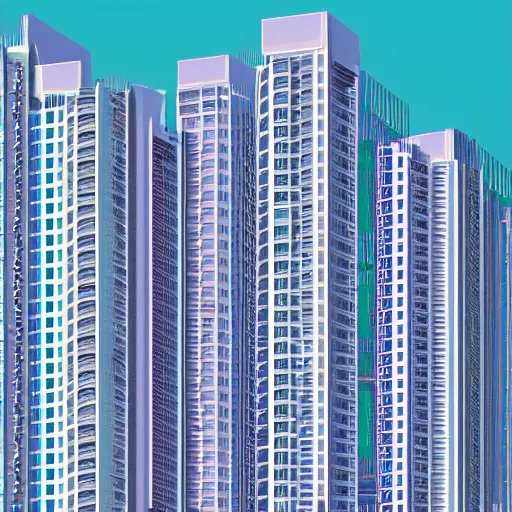 Prompt: isometric view of North Miami highrises on a sunny day