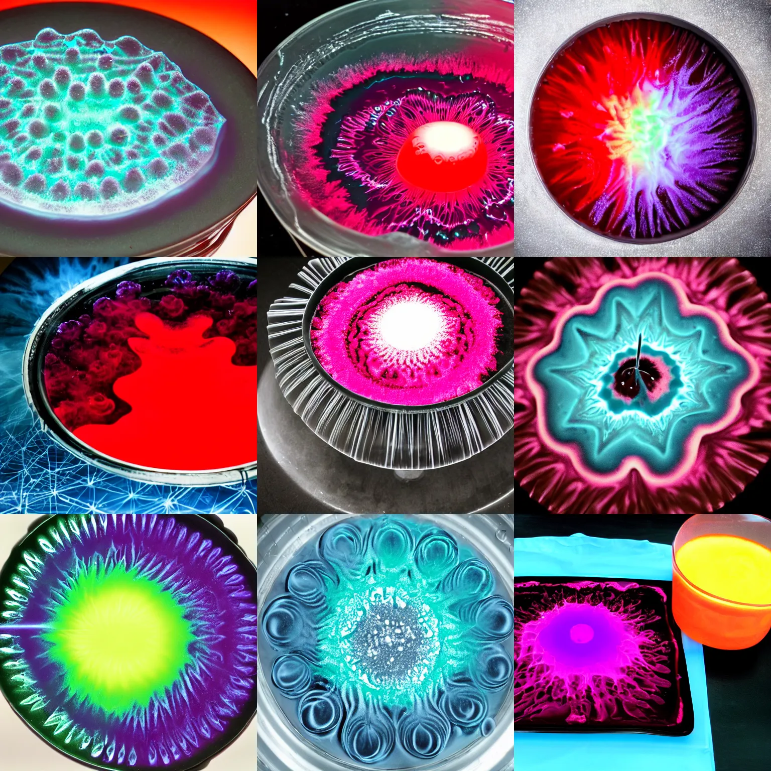 Prompt: Cymatics in Jell-O using infrared
