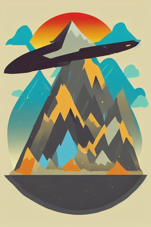 Prompt: airplane mountain flat vector illustration trending on artstation