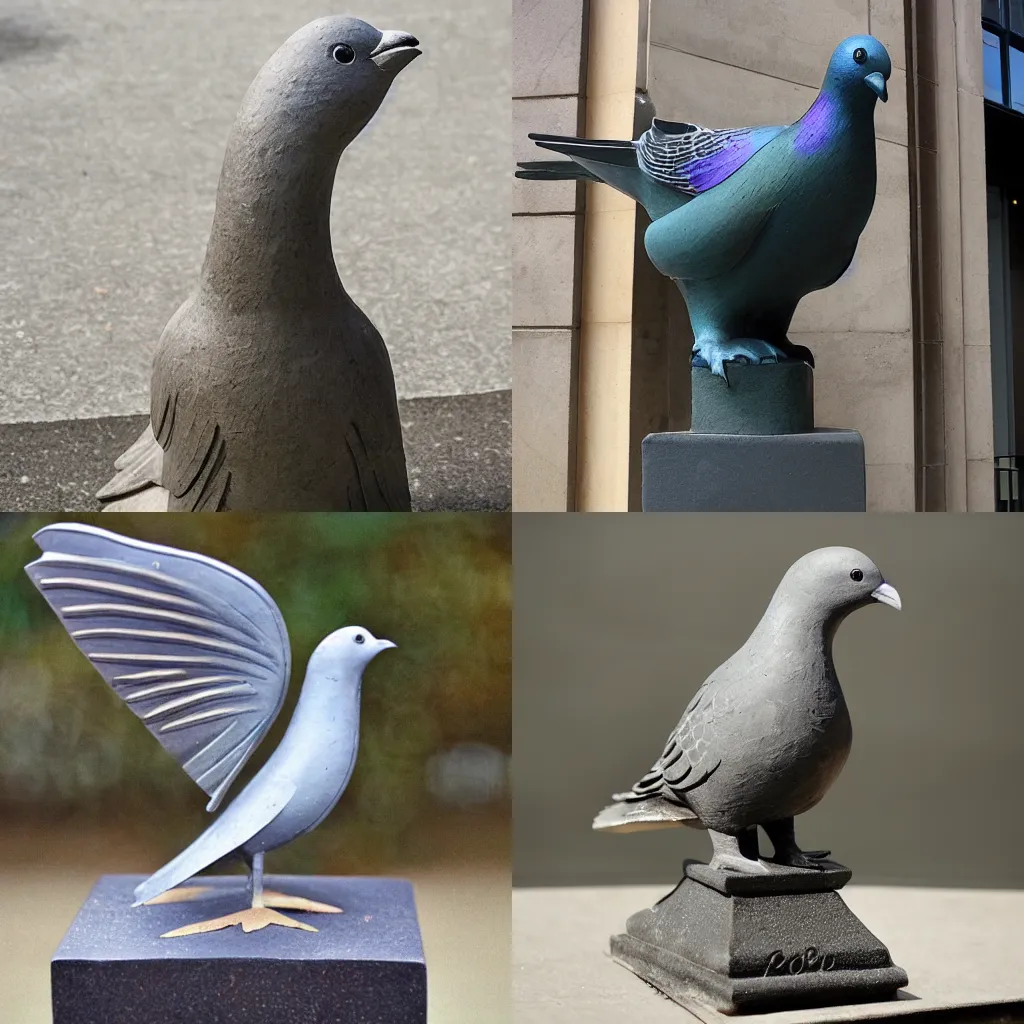Prompt: a pigeon statue