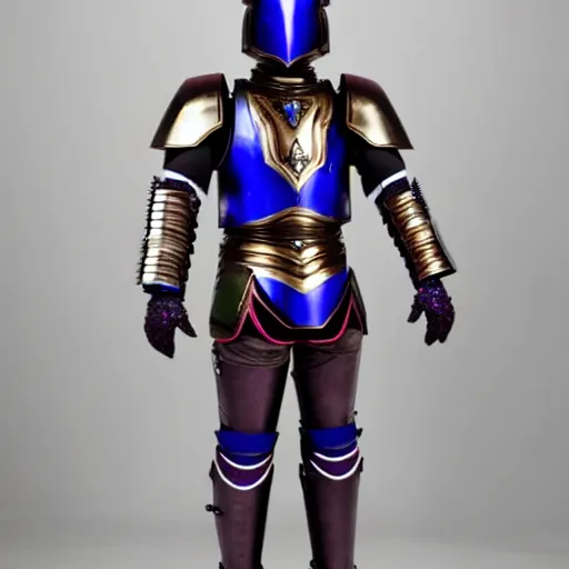 Prompt: full body photo of a warrior with galaxy coloured armour,