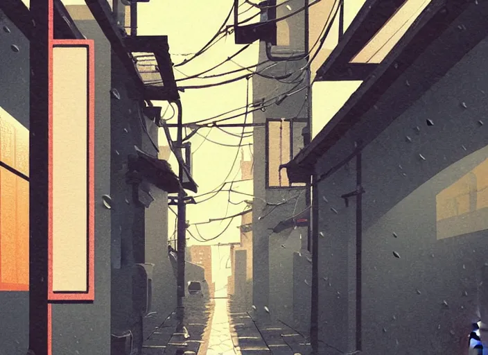 Image similar to window in foreground!!! tokyo alleyway, rainy day, by cory loftis, makoto shinkai, hasui kawase, james gilleard, beautiful, serene, peaceful, lonely, golden curve composition