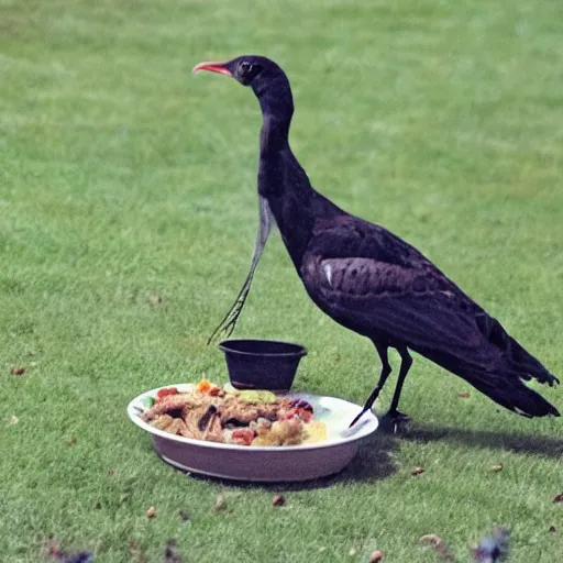 Image similar to enormous bird stealing food from person