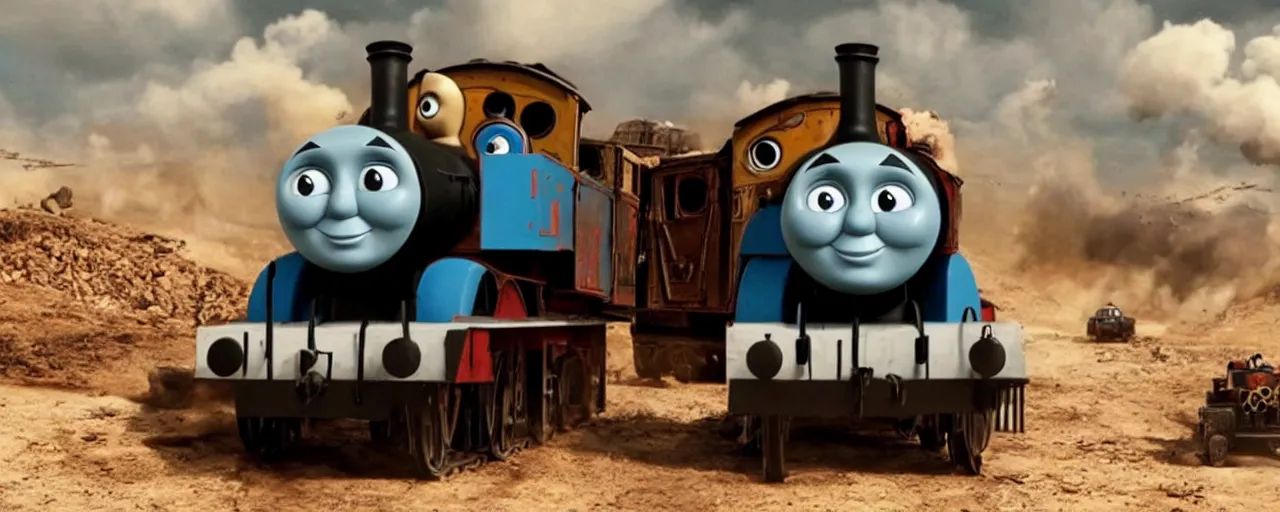 Image similar to still frame of Thomas the Tank Engine in MAD MAX: FURY ROAD (2015)