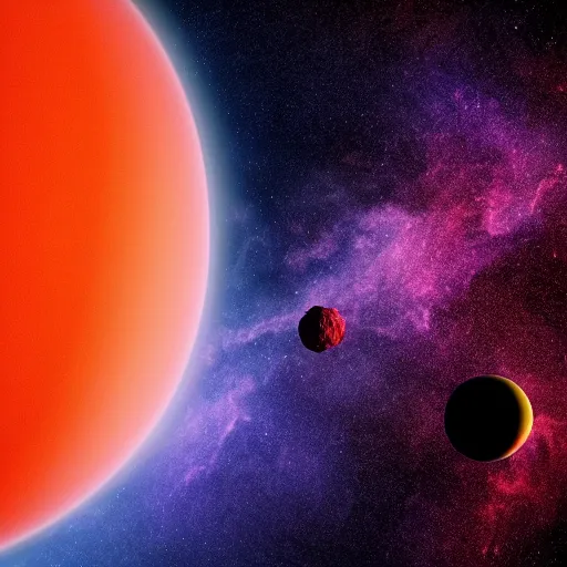 Image similar to space photo of beautiful red gas planet on a black background, 4 k