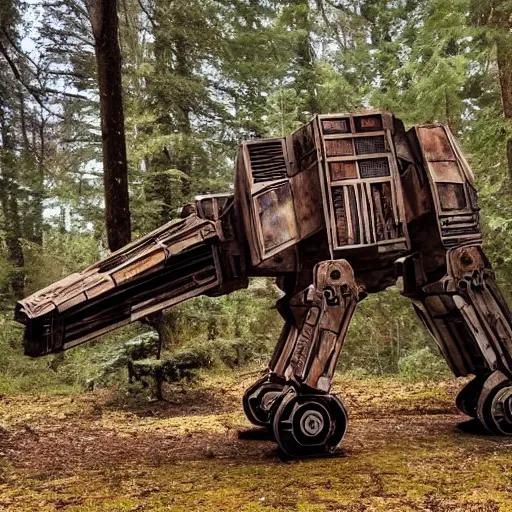 Prompt: rusty abandon at - at walker in the woods