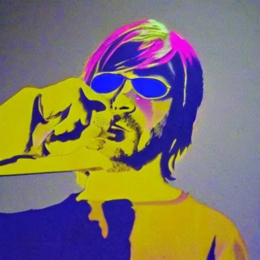 Image similar to kurt cobain op art,